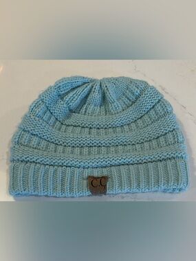 C.C Teal/Light Green Blue Knit Cuffed Beanie